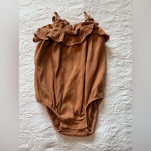 Little co 9m Charming Ruffled Tan Kids Bodysuit